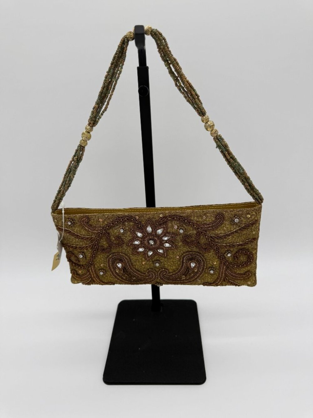 Gold Embroidered Beaded Clutch - Indian Ethnic Handcrafted Purse